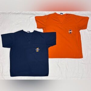 NCAA Illinois Fighting Illini Scrub Tops Lot of 2 Size Medium Unisex Orange Blue